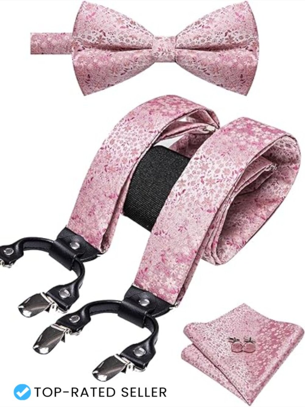 Retro Suspenders Set with Pre-Tied Bow Tie Elegant Formal Wedding Party Wear